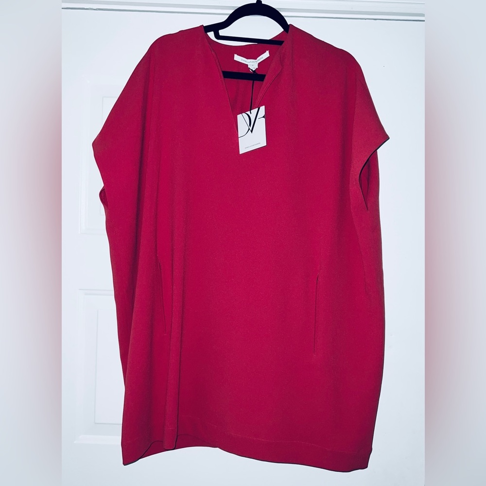 NWT Diane Von Furstenberg DVF Pink Raspberry Tunic Top Dress w/ Pockets One Size